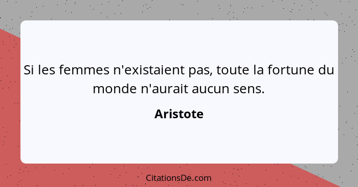 Si les femmes n'existaient pas, toute la fortune du monde n'aurait aucun sens.... - Aristote