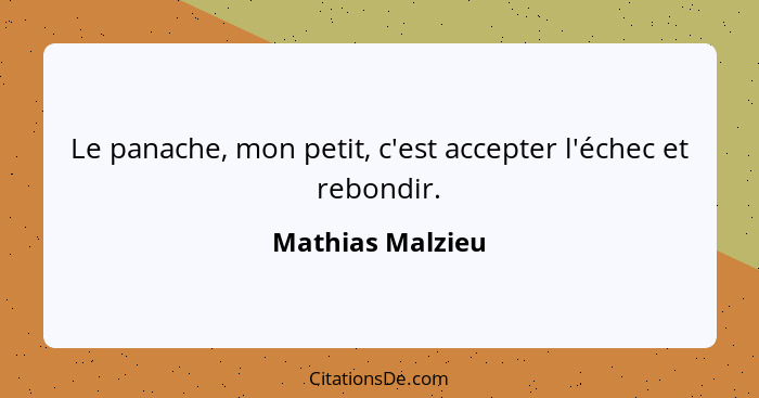 Le panache, mon petit, c'est accepter l'échec et rebondir.... - Mathias Malzieu