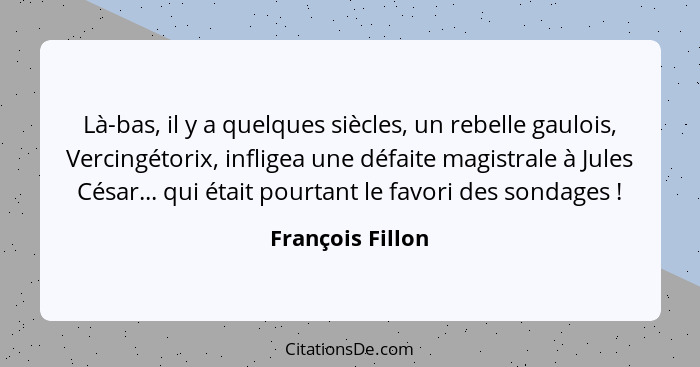 Là-bas, il y a quelques siècles, un rebelle gaulois, Vercingétorix, infligea une défaite magistrale à Jules César... qui était pourt... - François Fillon