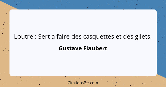 Loutre : Sert à faire des casquettes et des gilets.... - Gustave Flaubert