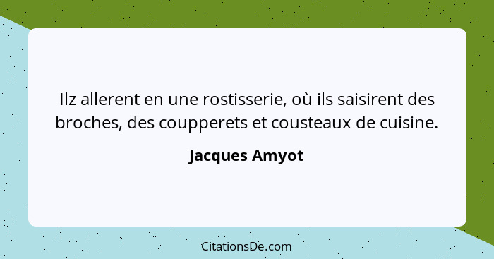 Ilz allerent en une rostisserie, où ils saisirent des broches, des coupperets et cousteaux de cuisine.... - Jacques Amyot