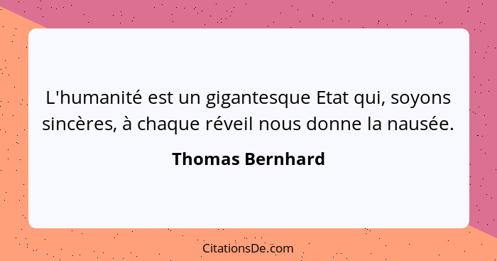 Thomas Bernhard L Humanite Est Un Gigantesque Etat Qui So