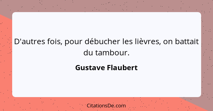 D'autres fois, pour débucher les lièvres, on battait du tambour.... - Gustave Flaubert