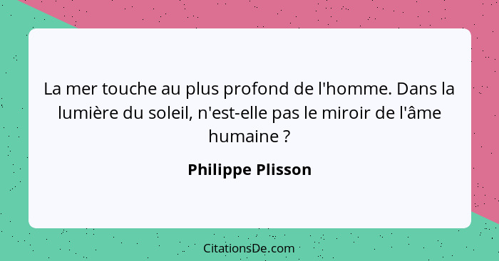 La mer touche au plus profond de l'homme. Dans la lumière du soleil, n'est-elle pas le miroir de l'âme humaine ?... - Philippe Plisson