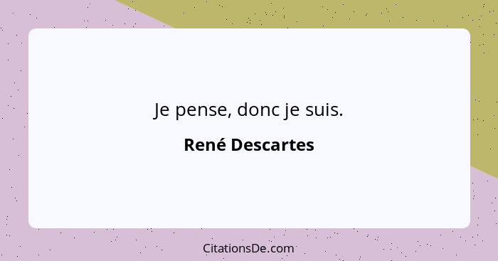 Je pense, donc je suis.... - René Descartes