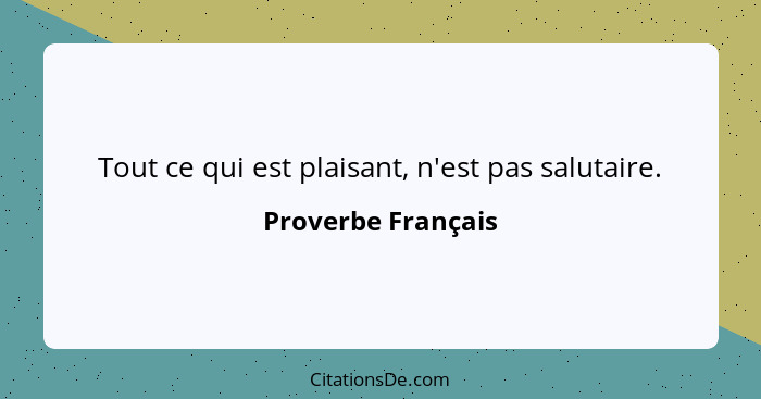 Tout ce qui est plaisant, n'est pas salutaire.... - Proverbe Français