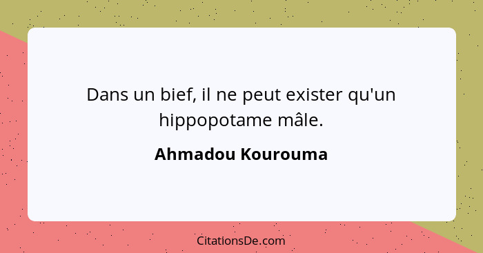 Dans un bief, il ne peut exister qu'un hippopotame mâle.... - Ahmadou Kourouma