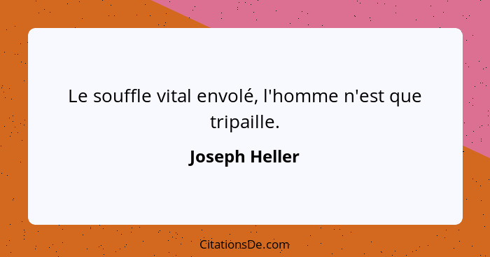 Le souffle vital envolé, l'homme n'est que tripaille.... - Joseph Heller