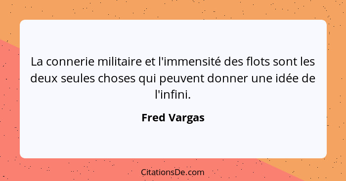 La connerie militaire et l'immensité des flots sont les deux seules choses qui peuvent donner une idée de l'infini.... - Fred Vargas