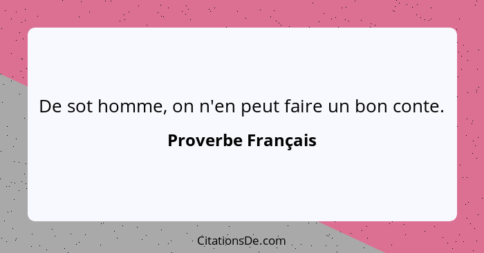 De sot homme, on n'en peut faire un bon conte.... - Proverbe Français