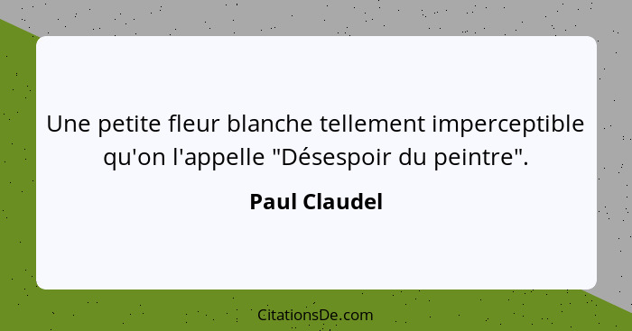 Une petite fleur blanche tellement imperceptible qu'on l'appelle "Désespoir du peintre".... - Paul Claudel