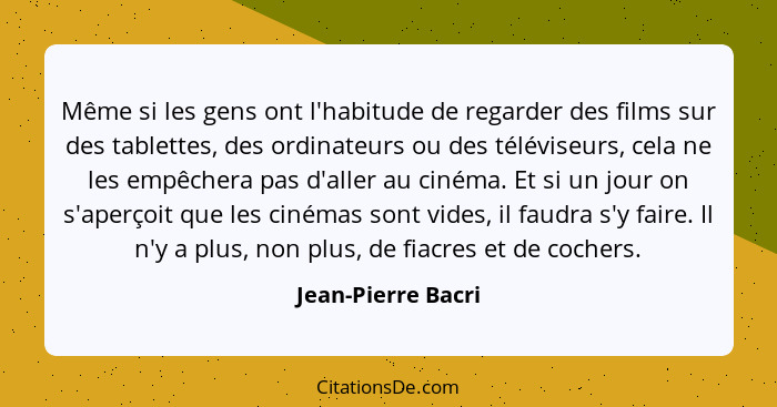 Jean Pierre Bacri Meme Si Les Gens Ont L Habitude De Regar
