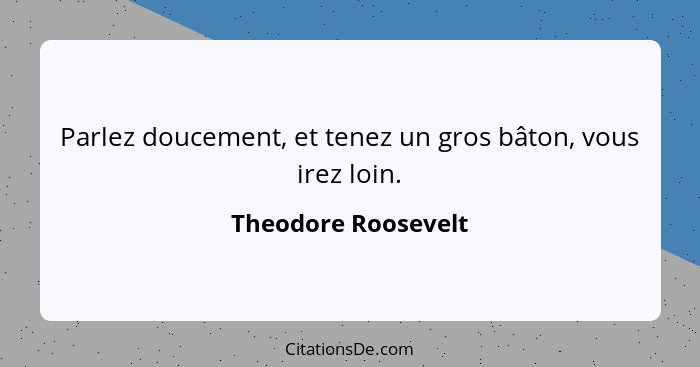 Parlez doucement, et tenez un gros bâton, vous irez loin.... - Theodore Roosevelt