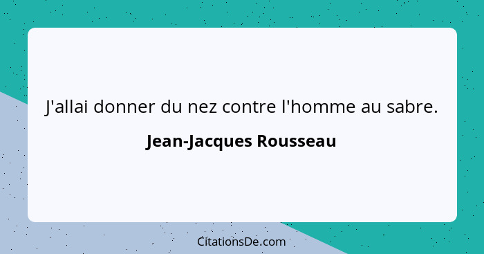 J'allai donner du nez contre l'homme au sabre.... - Jean-Jacques Rousseau