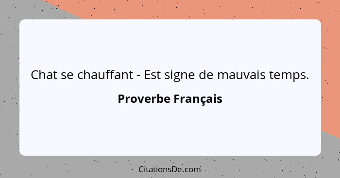 Chat se chauffant - Est signe de mauvais temps.... - Proverbe Français