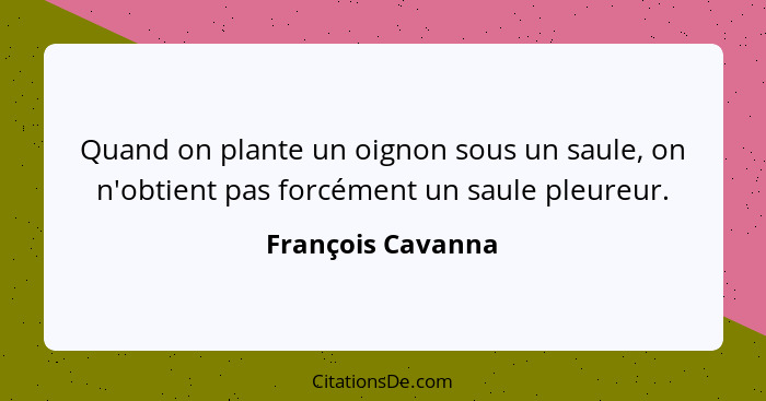 Quand on plante un oignon sous un saule, on n'obtient pas forcément un saule pleureur.... - François Cavanna