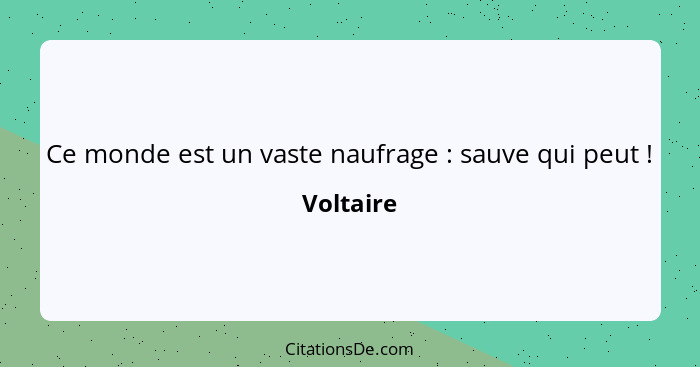 Ce monde est un vaste naufrage : sauve qui peut !... - Voltaire