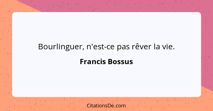 Bourlinguer, n'est-ce pas rêver la vie.... - Francis Bossus