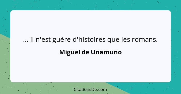 ... il n'est guère d'histoires que les romans.... - Miguel de Unamuno