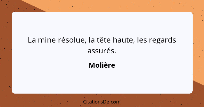 La mine résolue, la tête haute, les regards assurés.... - Molière