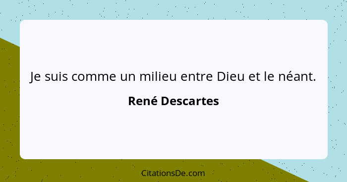 Je suis comme un milieu entre Dieu et le néant.... - René Descartes