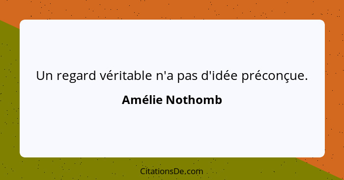 Un regard véritable n'a pas d'idée préconçue.... - Amélie Nothomb