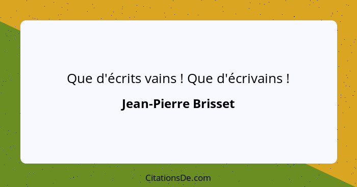 Que d'écrits vains ! Que d'écrivains !... - Jean-Pierre Brisset