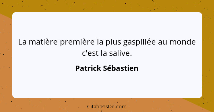 La matière première la plus gaspillée au monde c'est la salive.... - Patrick Sébastien