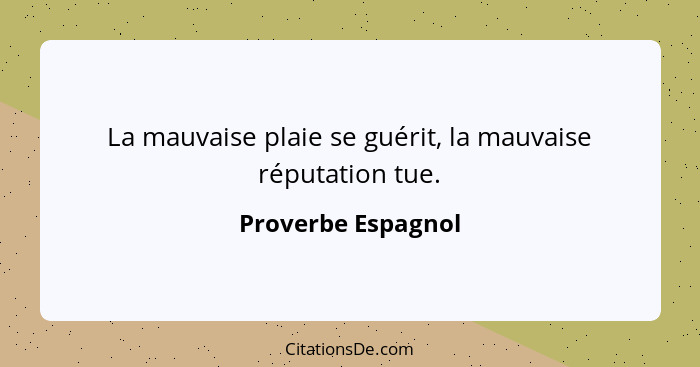 La mauvaise plaie se guérit, la mauvaise réputation tue.... - Proverbe Espagnol