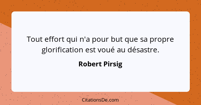 Tout effort qui n'a pour but que sa propre glorification est voué au désastre.... - Robert Pirsig