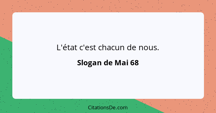 L'état c'est chacun de nous.... - Slogan de Mai 68