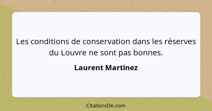 Les conditions de conservation dans les réserves du Louvre ne sont pas bonnes.... - Laurent Martinez