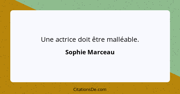 Une actrice doit être malléable.... - Sophie Marceau