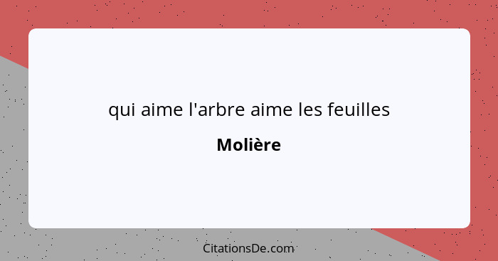 qui aime l'arbre aime les feuilles... - Molière