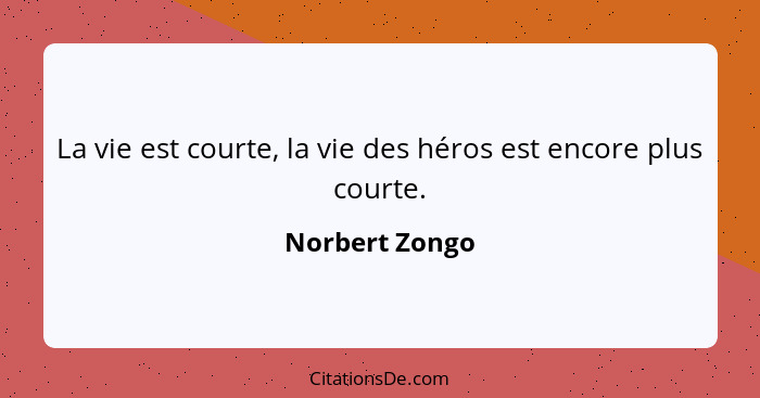 La vie est courte, la vie des héros est encore plus courte.... - Norbert Zongo