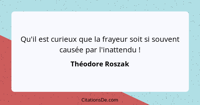 Qu'il est curieux que la frayeur soit si souvent causée par l'inattendu !... - Théodore Roszak