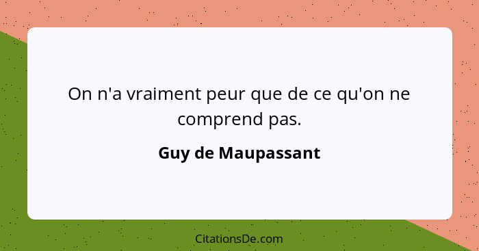 On n'a vraiment peur que de ce qu'on ne comprend pas.... - Guy de Maupassant