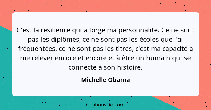 Michelle Obama C Est La Resilience Qui A Forge Ma Personna