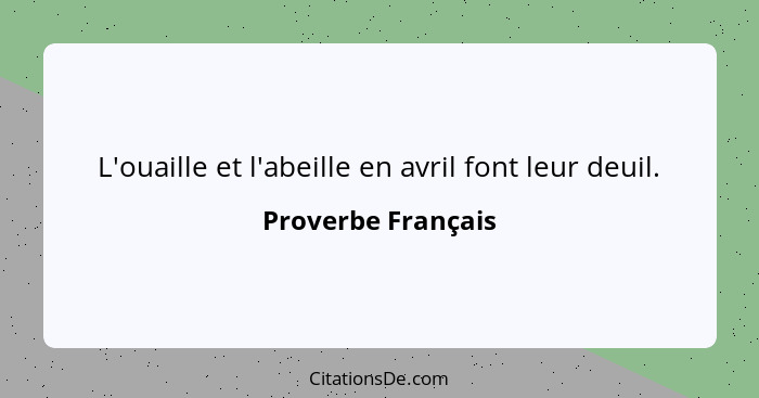 L'ouaille et l'abeille en avril font leur deuil.... - Proverbe Français