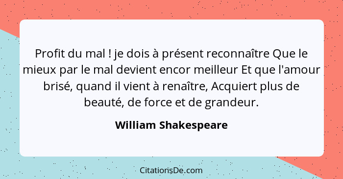 William Shakespeare Profit Du Mal Je Dois A Present