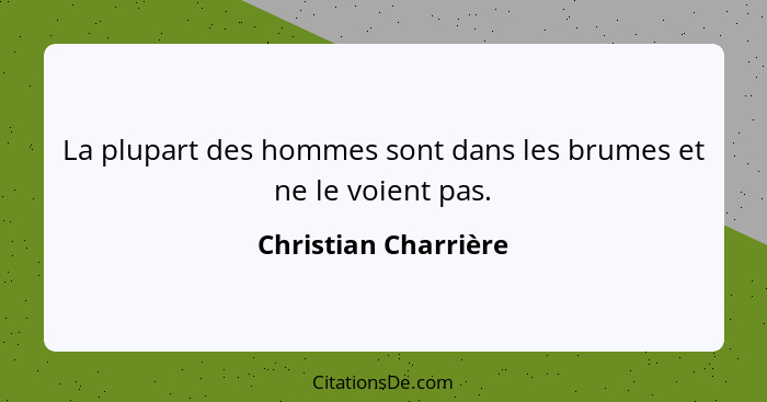 La plupart des hommes sont dans les brumes et ne le voient pas.... - Christian Charrière