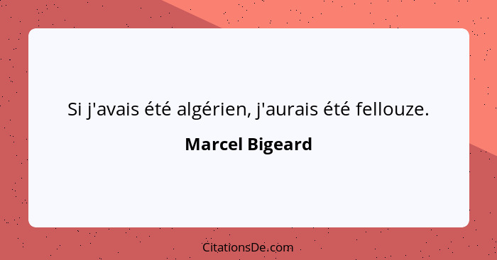 Si j'avais été algérien, j'aurais été fellouze.... - Marcel Bigeard