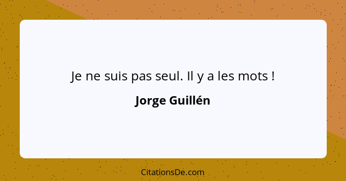 Je ne suis pas seul. Il y a les mots !... - Jorge Guillén