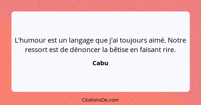 L'humour est un langage que j'ai toujours aimé. Notre ressort est de dénoncer la bêtise en faisant rire.... - Cabu