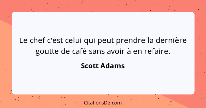 Le chef c'est celui qui peut prendre la dernière goutte de café sans avoir à en refaire.... - Scott Adams