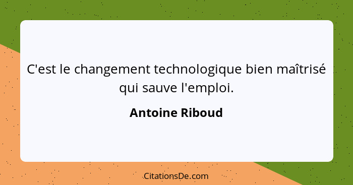 C'est le changement technologique bien maîtrisé qui sauve l'emploi.... - Antoine Riboud