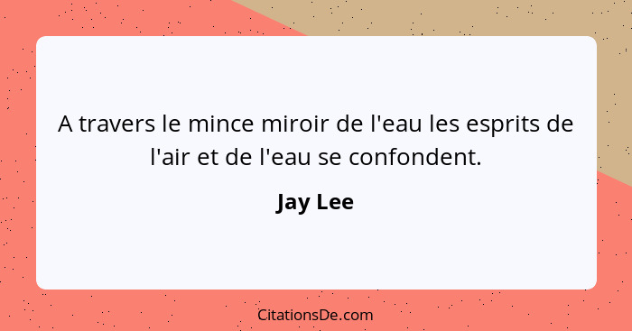 A travers le mince miroir de l'eau les esprits de l'air et de l'eau se confondent.... - Jay Lee