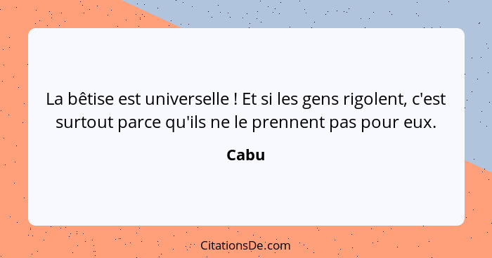 La bêtise est universelle ! Et si les gens rigolent, c'est surtout parce qu'ils ne le prennent pas pour eux.... - Cabu