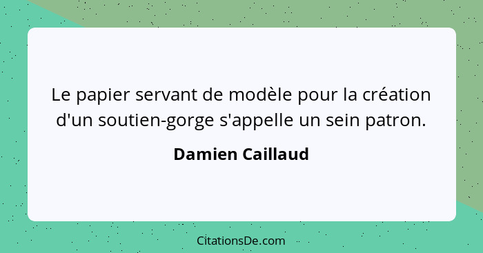 Le papier servant de modèle pour la création d'un soutien-gorge s'appelle un sein patron.... - Damien Caillaud