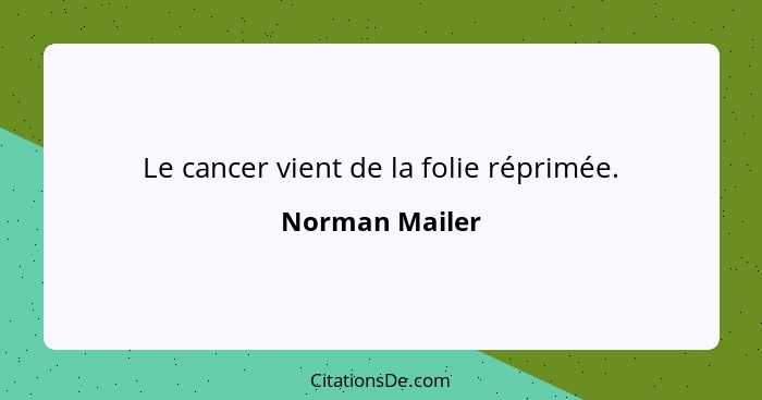 Le cancer vient de la folie réprimée.... - Norman Mailer